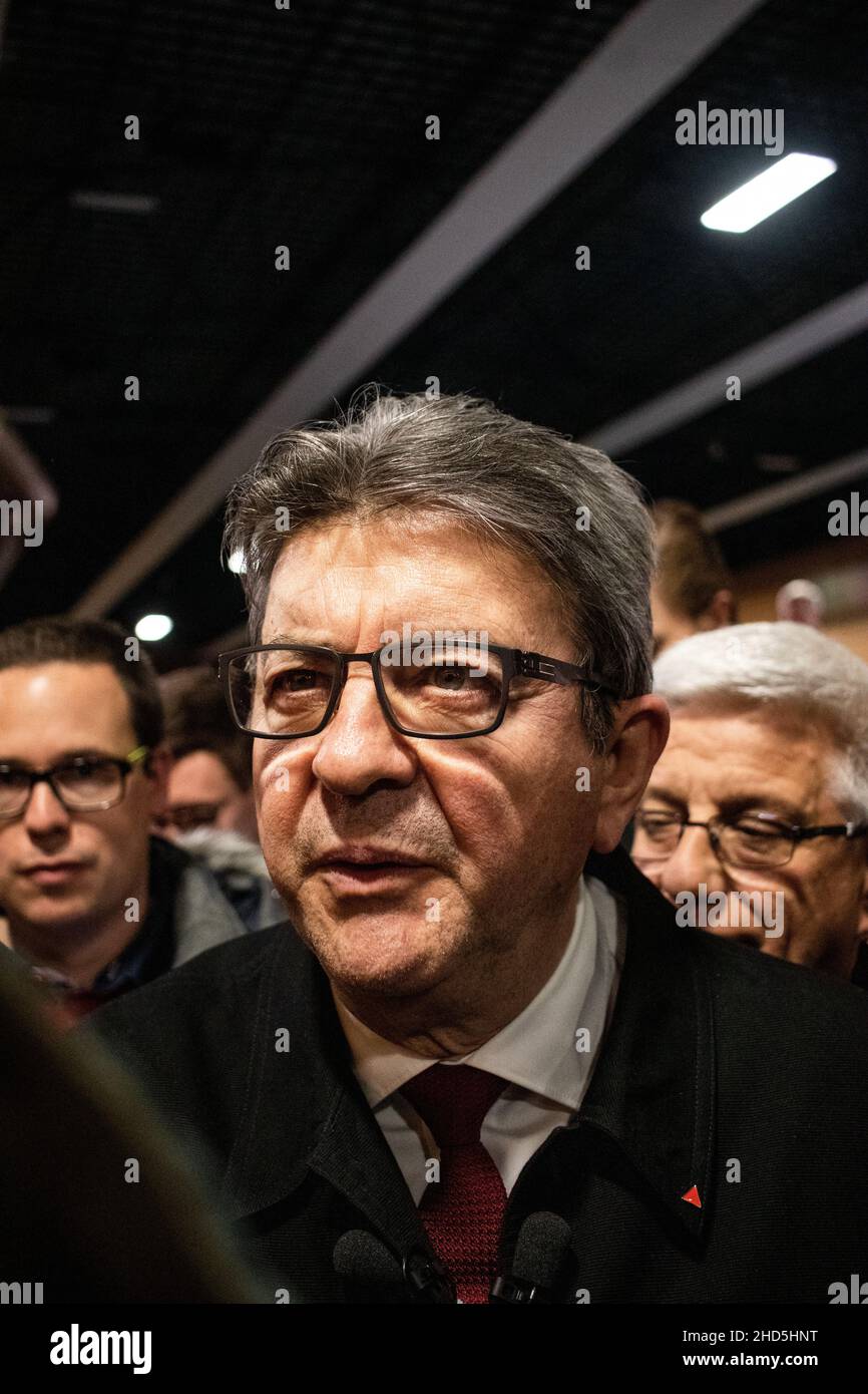 Jean-Luc Antoine Pierre Mélenchon est un homme politique français qui a présidé le groupe la France Insoumise à l'Assemblée nationale de 2017 à 2021.Il est membre de l'Assemblée nationale de la circonscription 4th des Bouches-du-Rhône depuis 2017.France. Banque D'Images