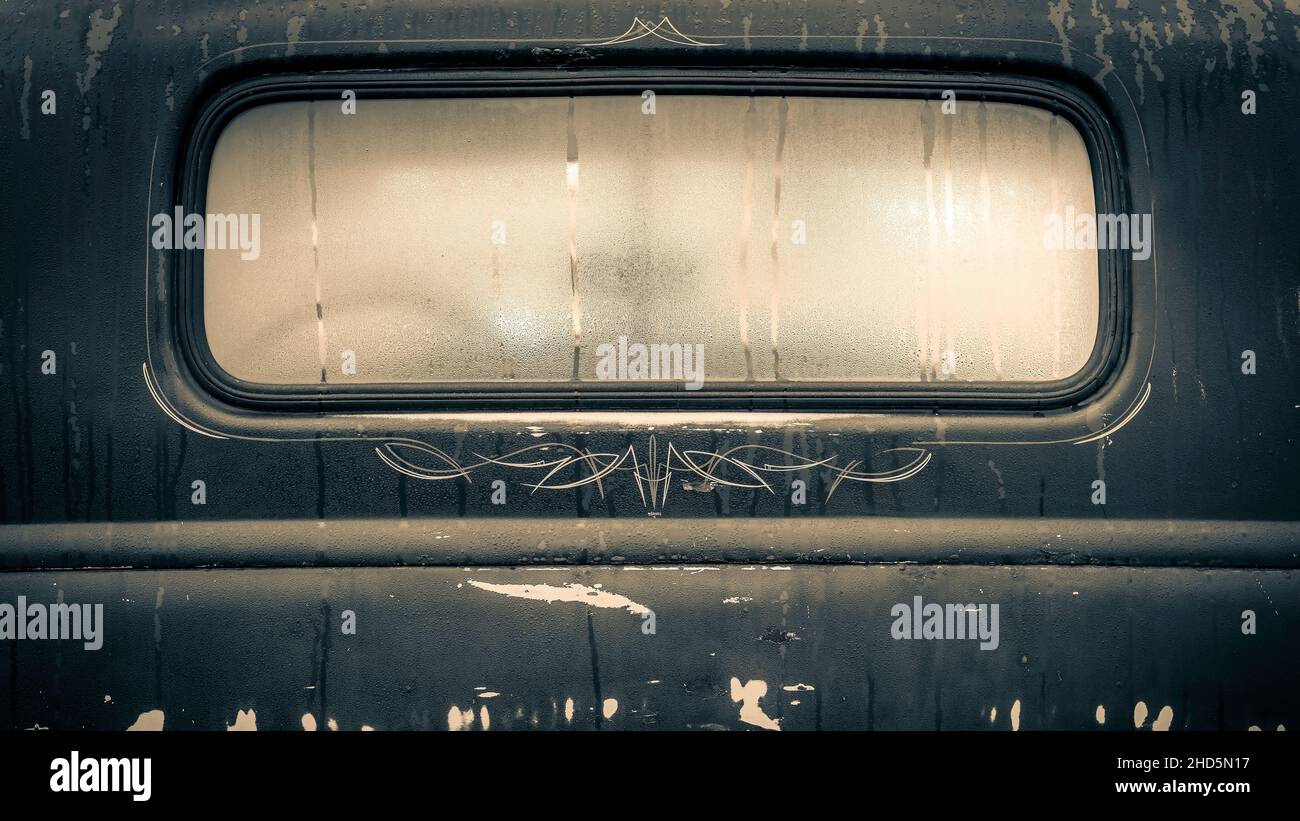 Arrière de la fenêtre de la voiture vintage Banque D'Images