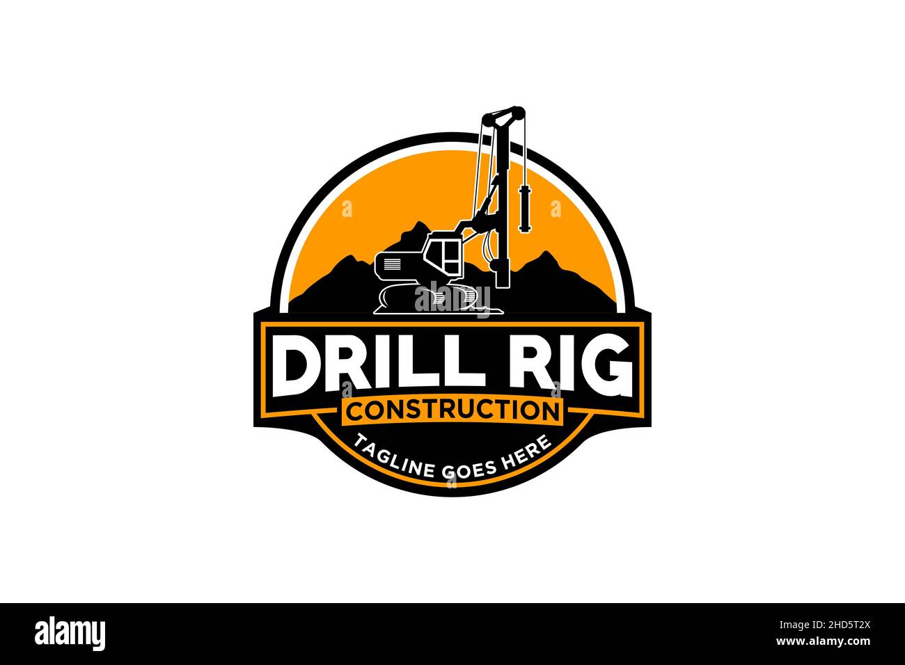 Vecteur de modèle de logo Drill Rig.Vecteur du logo de l'équipement lourd pour la société de construction.Illustration du logo « Creative Drill Rig ». Illustration de Vecteur