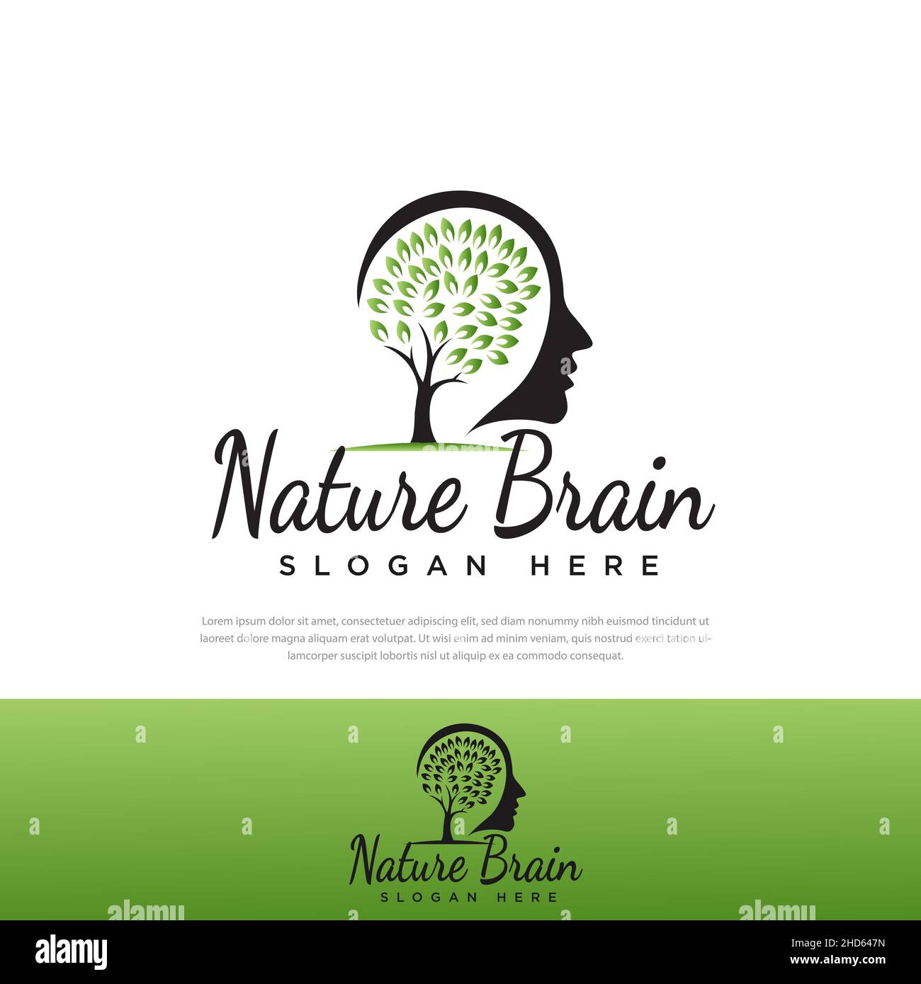 Logo de l'arbre de santé du cerveau conception, modèle, symbole, icône, esprit,nature, éducation, résumé Illustration de Vecteur