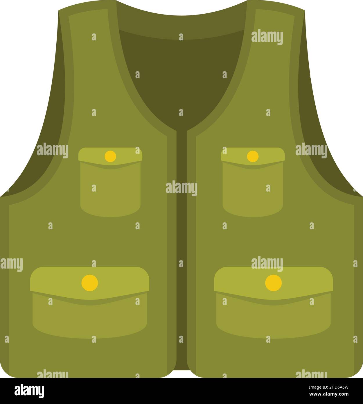 Veste de poche verte icône.Illustration plate de l'icône de vecteur de gilet de poche verte isolée sur fond blanc Illustration de Vecteur