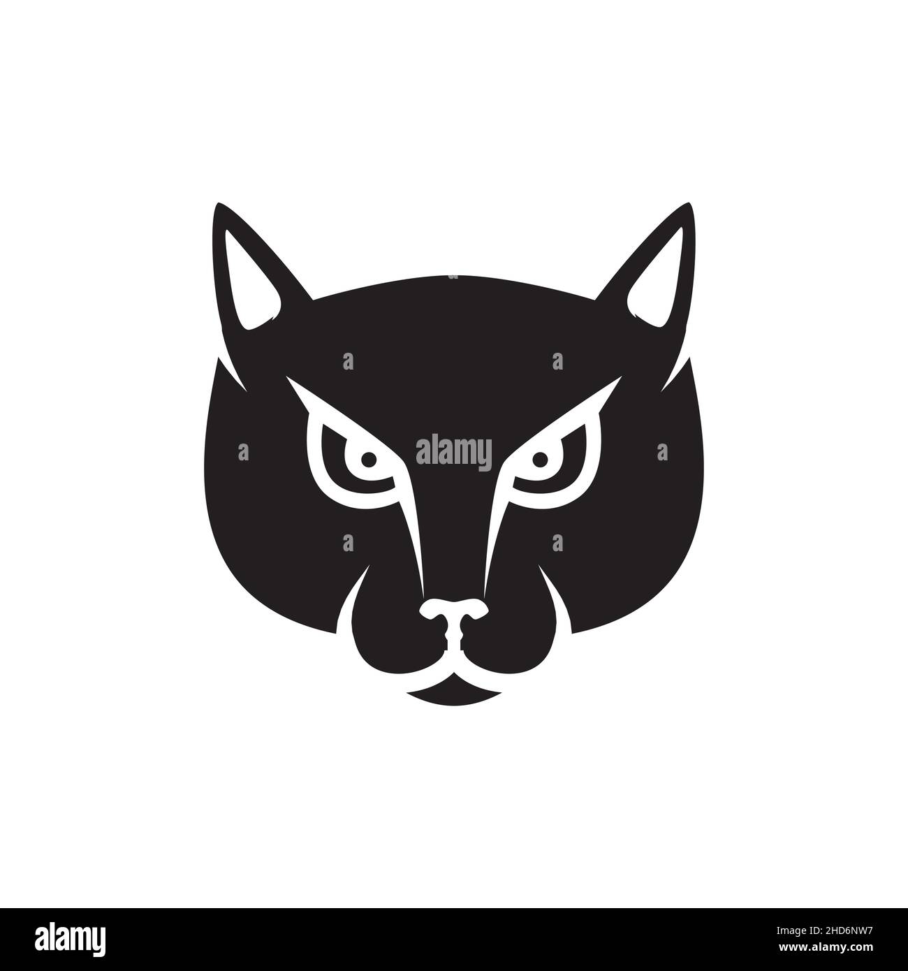 face noire forêt chat focus logo design vecteur graphique symbole icône signe illustration idée créative Illustration de Vecteur