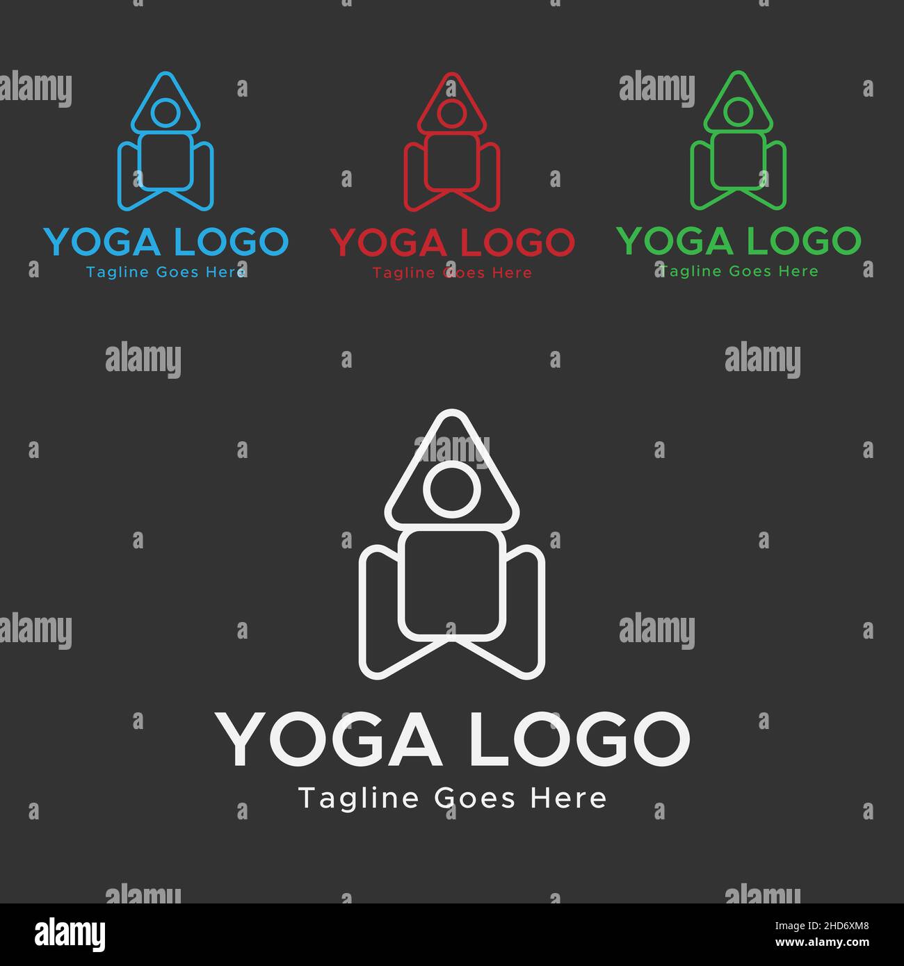 Logo yoga.Logo de méditation.logo abstrait de couleur vert, rouge, bleu et blanc. Illustration de Vecteur