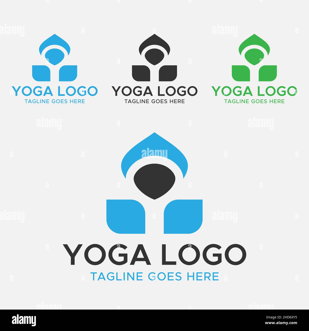 Logo yoga.Logo de méditation.logo abstrait vert, bleu et noir. Illustration de Vecteur