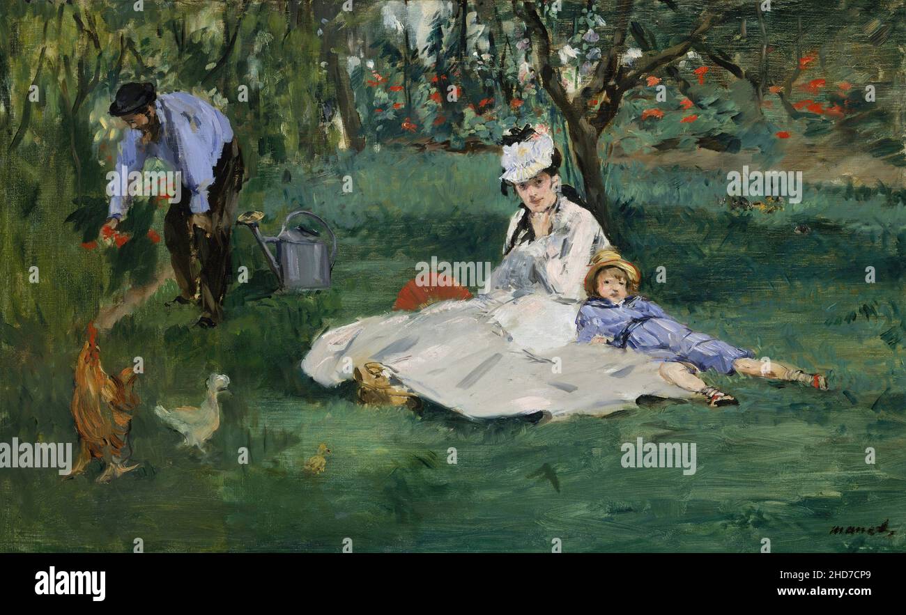 Cette photo de Monet avec sa femme Camille et leur fils Jean.Madame