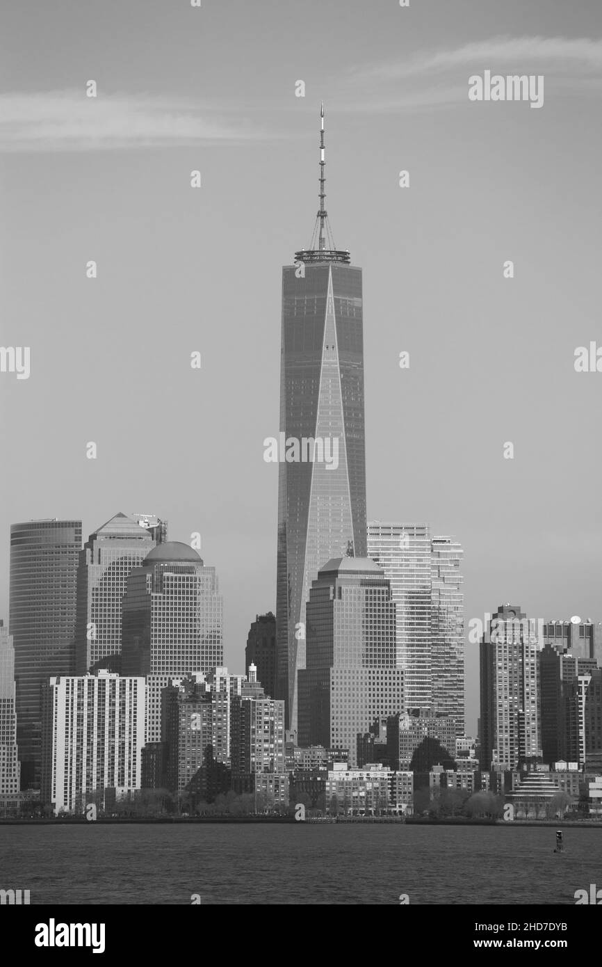 One World Trade Center, New York en monochrome Banque D'Images
