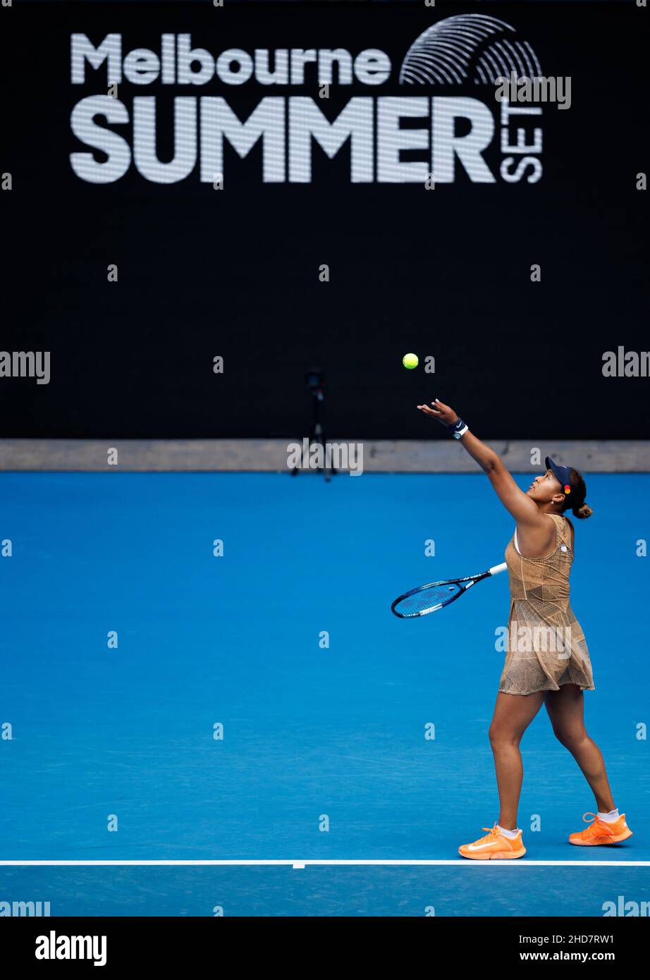 NAOMI OSAKA (JPN) en action lors de la qualification estivale 2022 de Melbourne le mardi 2022 janvier, Melbourne Park Banque D'Images