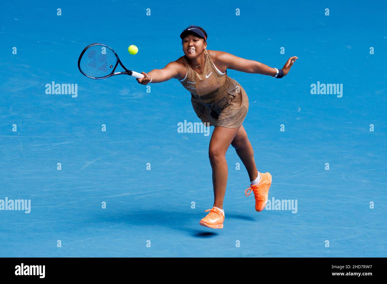 NAOMI OSAKA (JPN) en action lors de la qualification estivale 2022 de Melbourne le mardi 2022 janvier, Melbourne Park Banque D'Images
