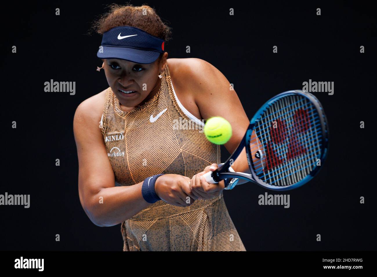 NAOMI OSAKA (JPN) en action lors de la qualification estivale 2022 de Melbourne le mardi 2022 janvier, Melbourne Park Banque D'Images
