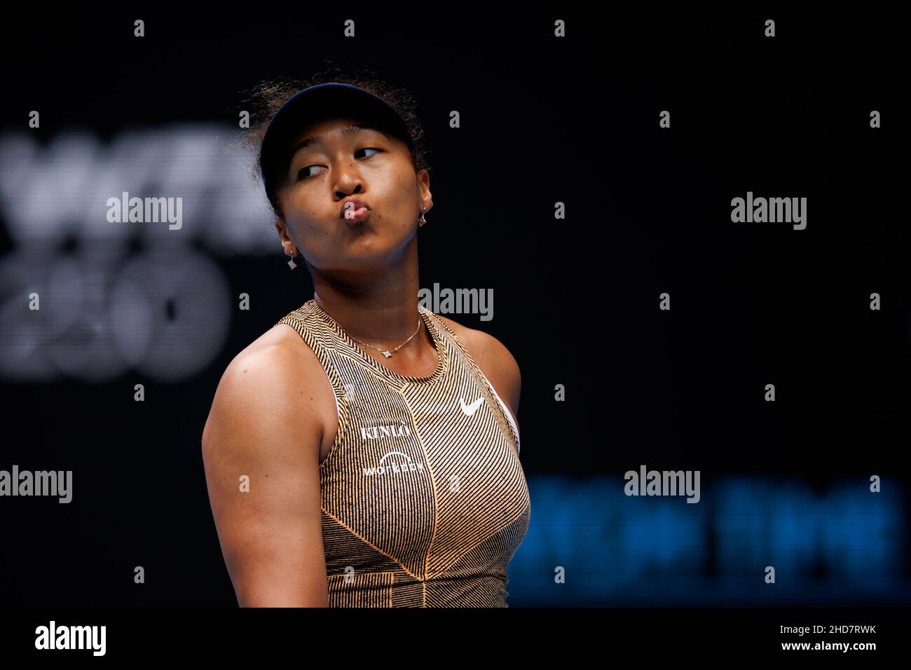 NAOMI OSAKA (JPN) en action lors de la qualification estivale 2022 de Melbourne le mardi 2022 janvier, Melbourne Park Banque D'Images