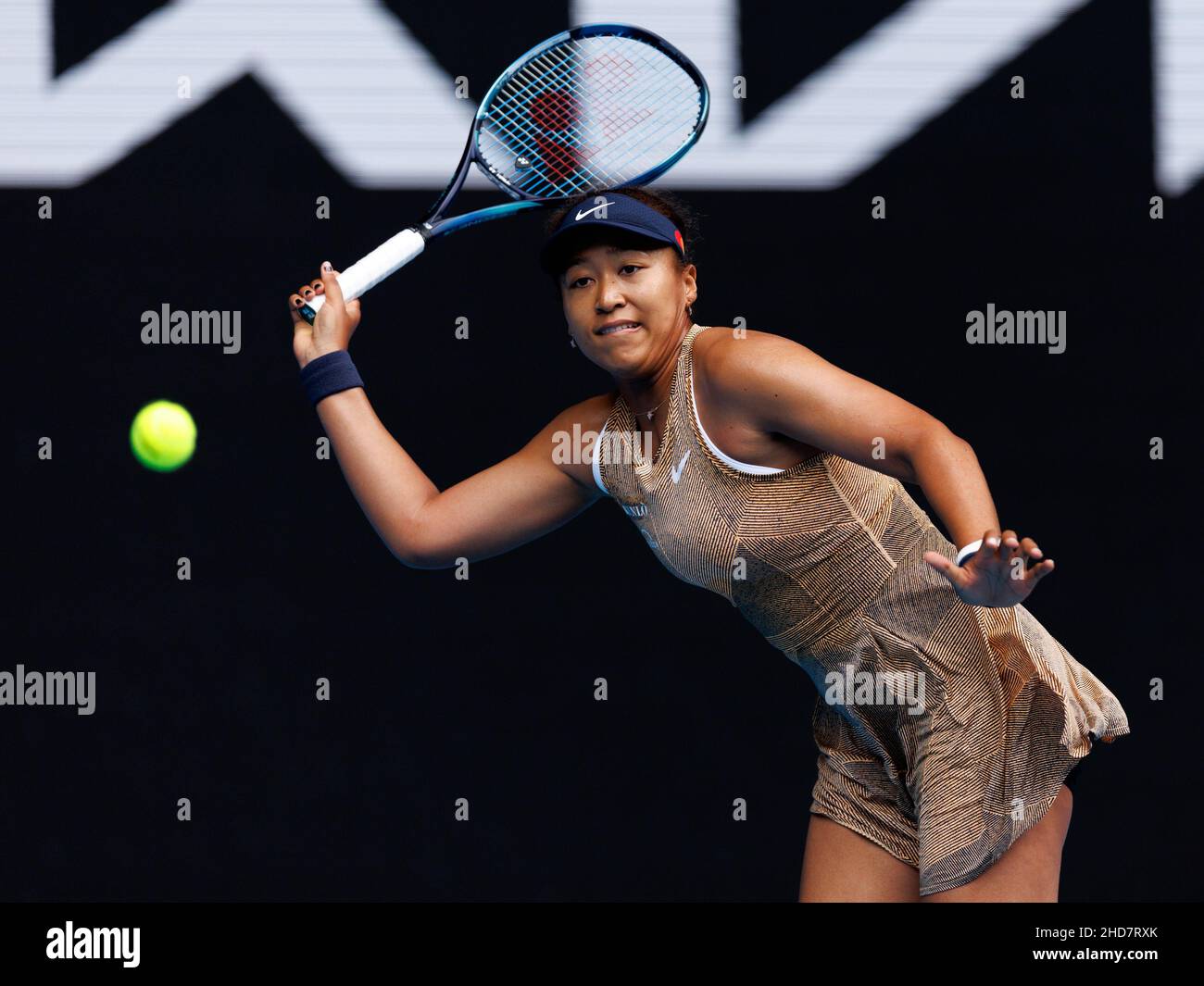 NAOMI OSAKA (JPN) en action lors de la qualification estivale 2022 de Melbourne le mardi 2022 janvier, Melbourne Park Banque D'Images