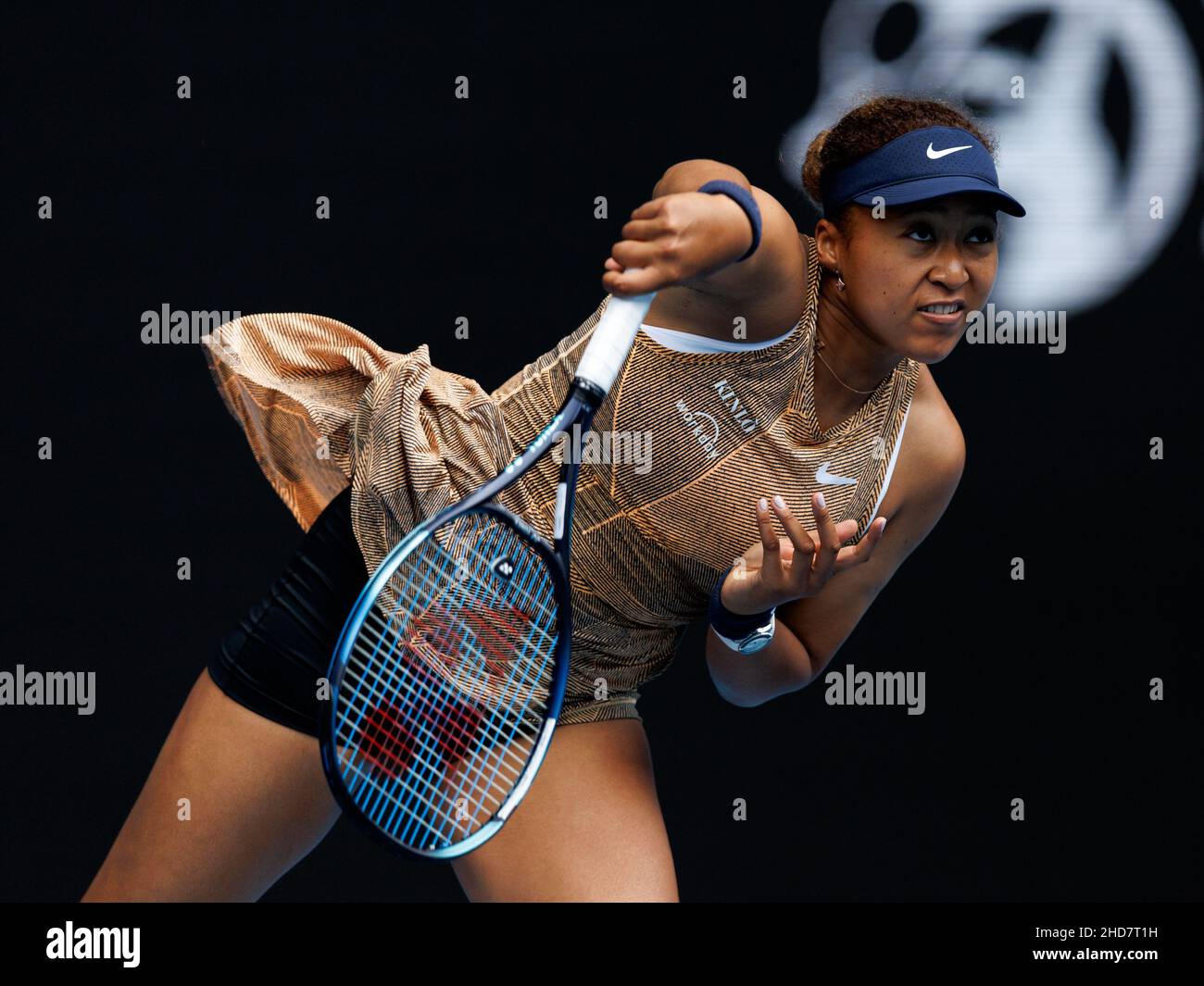 NAOMI OSAKA (JPN) en action lors de la qualification estivale 2022 de Melbourne le mardi 2022 janvier, Melbourne Park Banque D'Images
