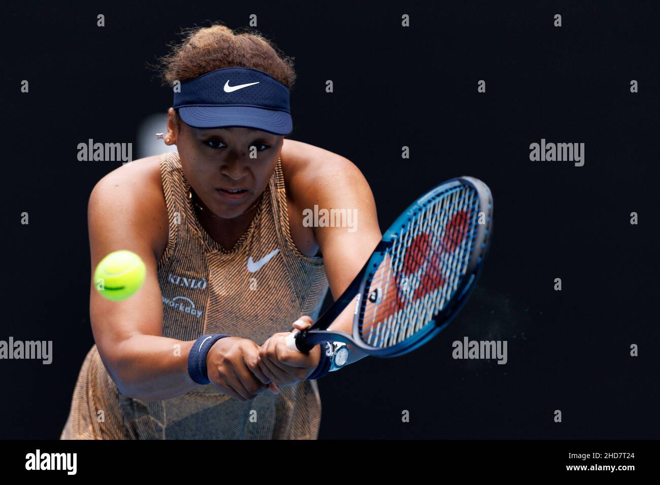 NAOMI OSAKA (JPN) en action lors de la qualification estivale 2022 de Melbourne le mardi 2022 janvier, Melbourne Park Banque D'Images