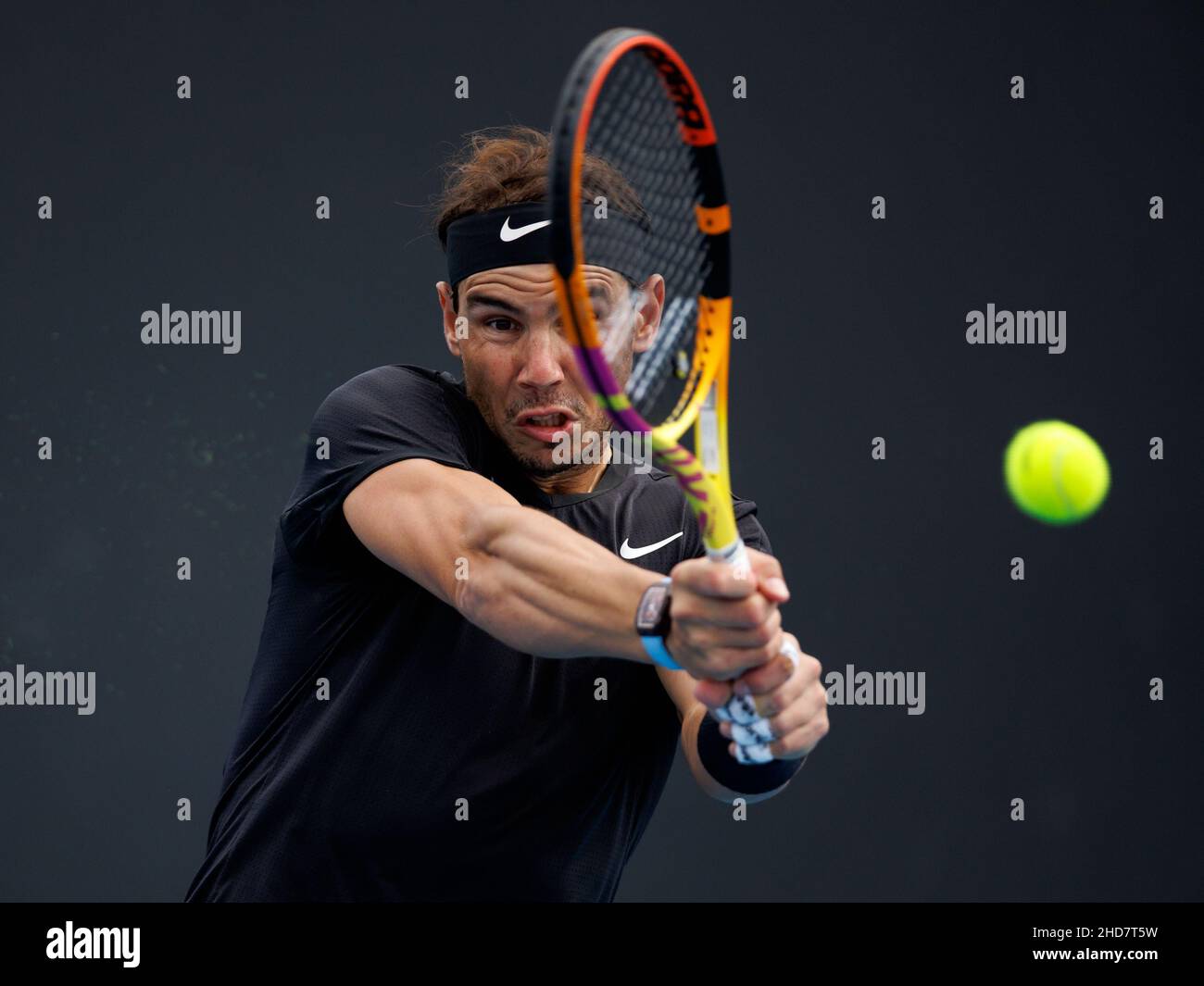 RAFAEL NADAL (ESP) en action lors de la qualification estivale 2022 de Melbourne le mardi 2022 janvier, Melbourne Park Banque D'Images