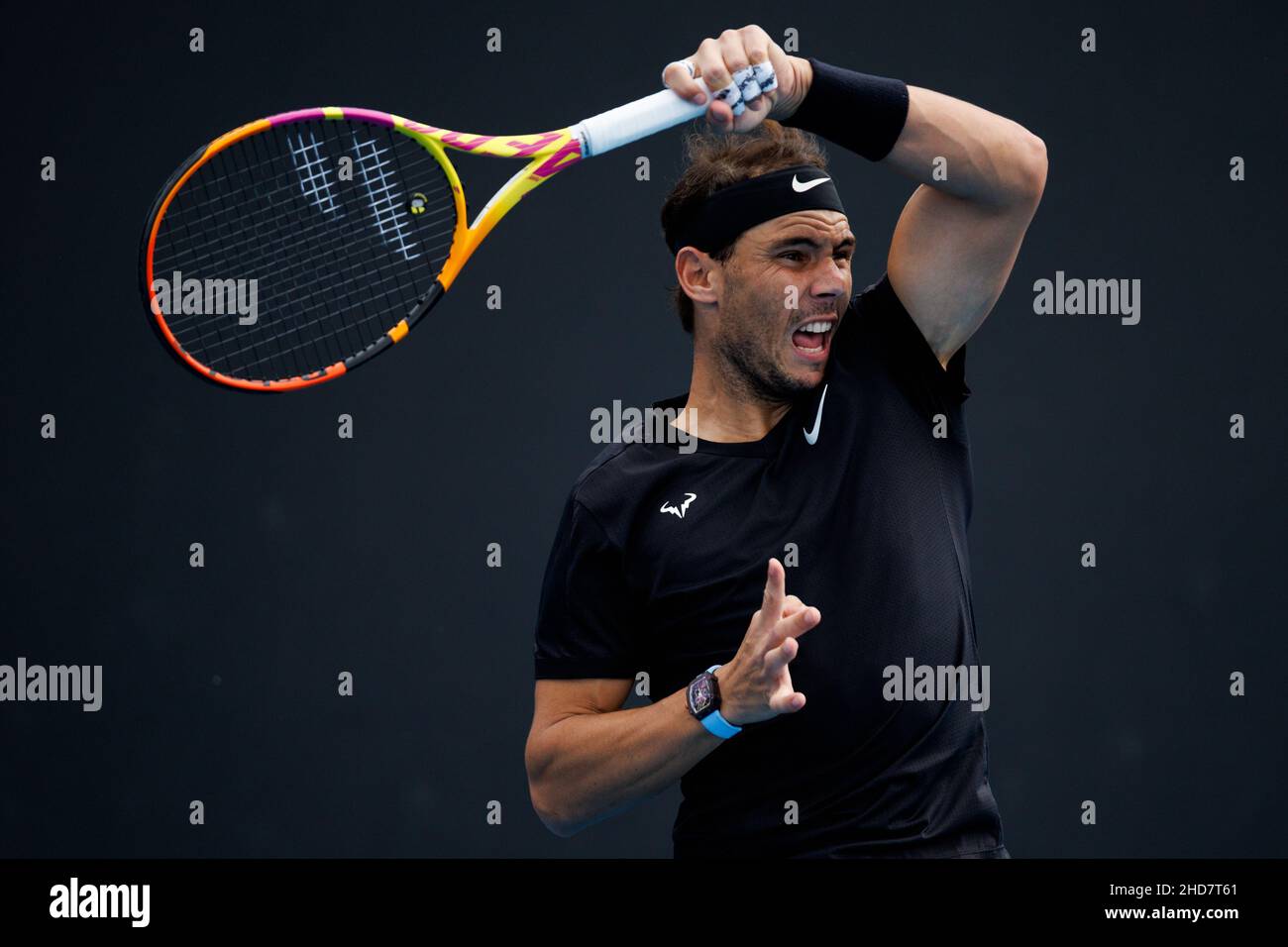 RAFAEL NADAL (ESP) en action lors de la qualification estivale 2022 de Melbourne le mardi 2022 janvier, Melbourne Park Banque D'Images
