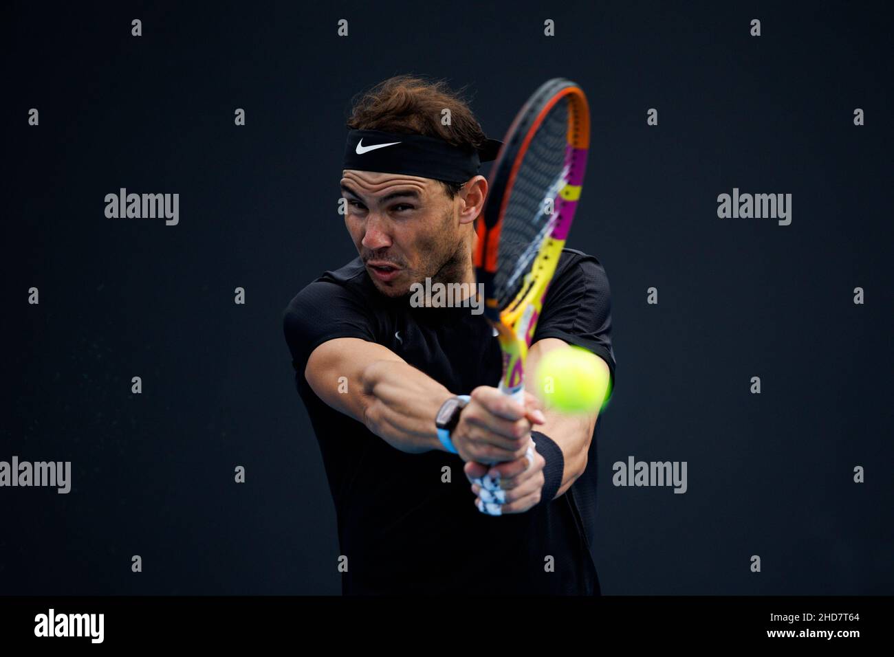 RAFAEL NADAL (ESP) en action lors de la qualification estivale 2022 de Melbourne le mardi 2022 janvier, Melbourne Park Banque D'Images
