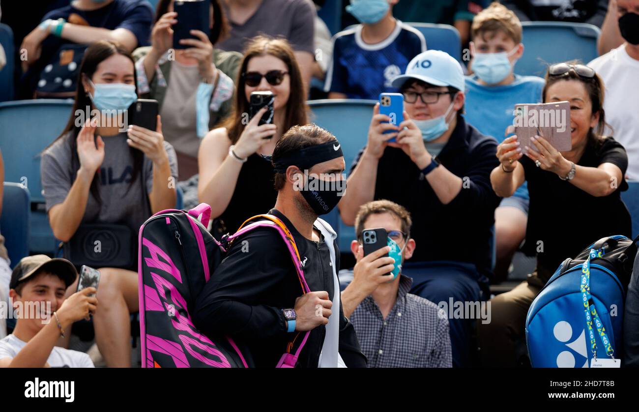 RAFAEL NADAL (ESP) et JAUME MUNAR (ESP) en action lors de la qualification estivale 2022 de Melbourne le mardi 2022 janvier, Melbourne Park Banque D'Images