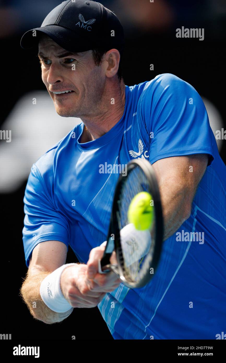 ANDY MURRAY (GBR) en action lors de la qualification estivale 2022 de Melbourne le mardi 2022 janvier, Melbourne Park Banque D'Images