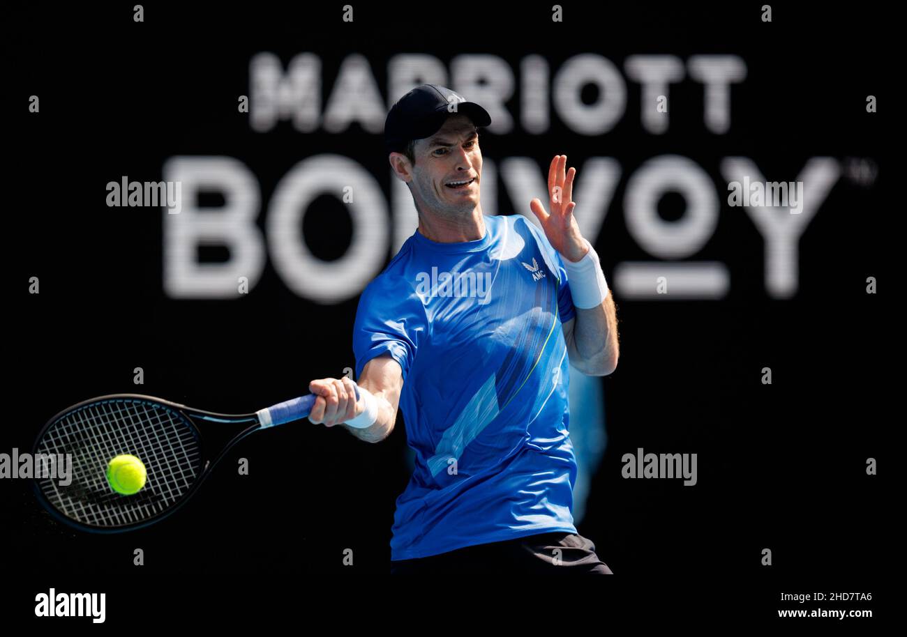 ANDY MURRAY (GBR) en action lors de la qualification estivale 2022 de Melbourne le mardi 2022 janvier, Melbourne Park Banque D'Images