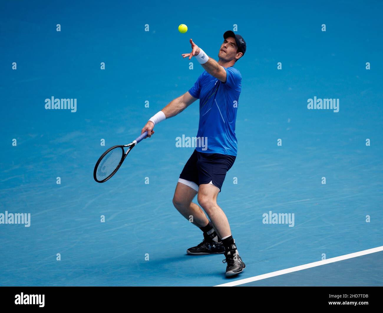 FacundoBagnisARG, AndyMurrayGBR#9 en action lors du stage d'été 2022 à Melbourne le mardi 2022 janvier, Melbourne Park Banque D'Images
