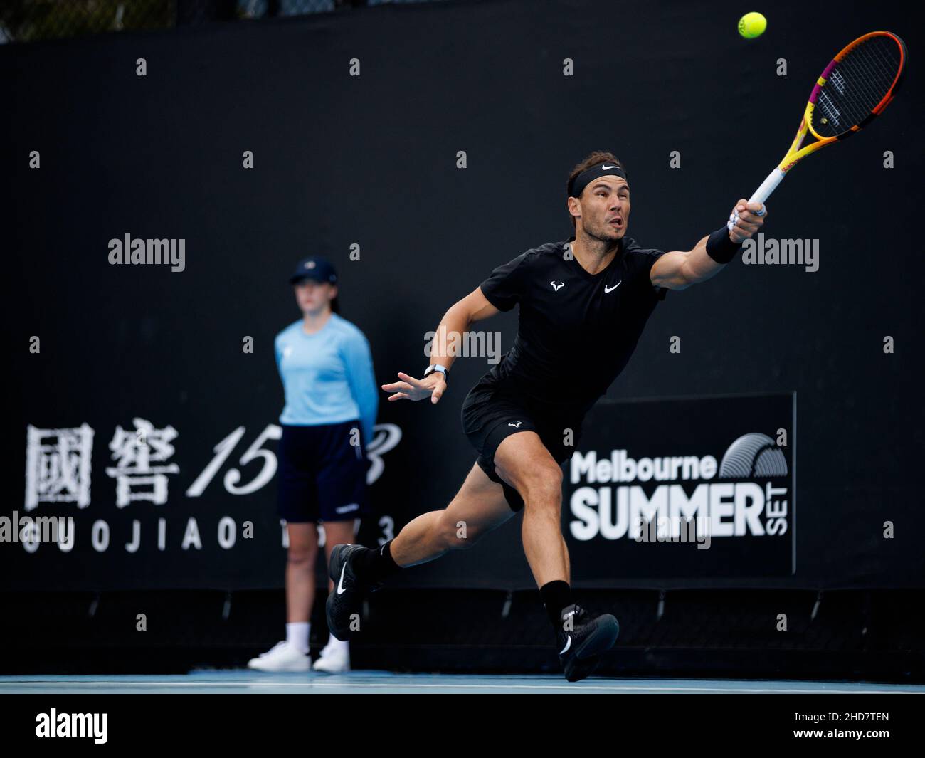 RAFAEL NADAL (ESP) en action lors de la qualification estivale 2022 de Melbourne le mardi 2022 janvier, Melbourne Park Banque D'Images