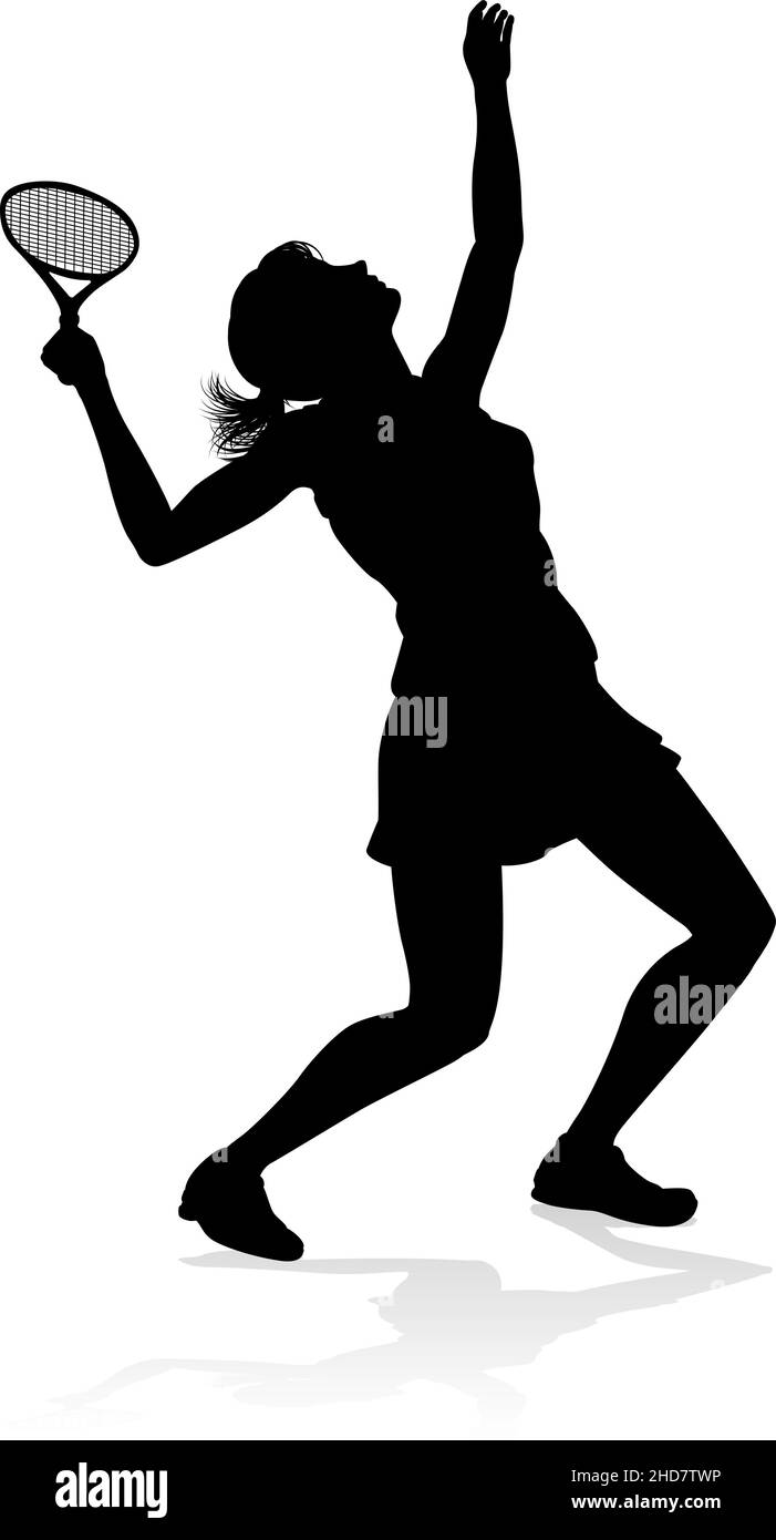 Tennis Player Woman Sport Person Silhouette Illustration de Vecteur