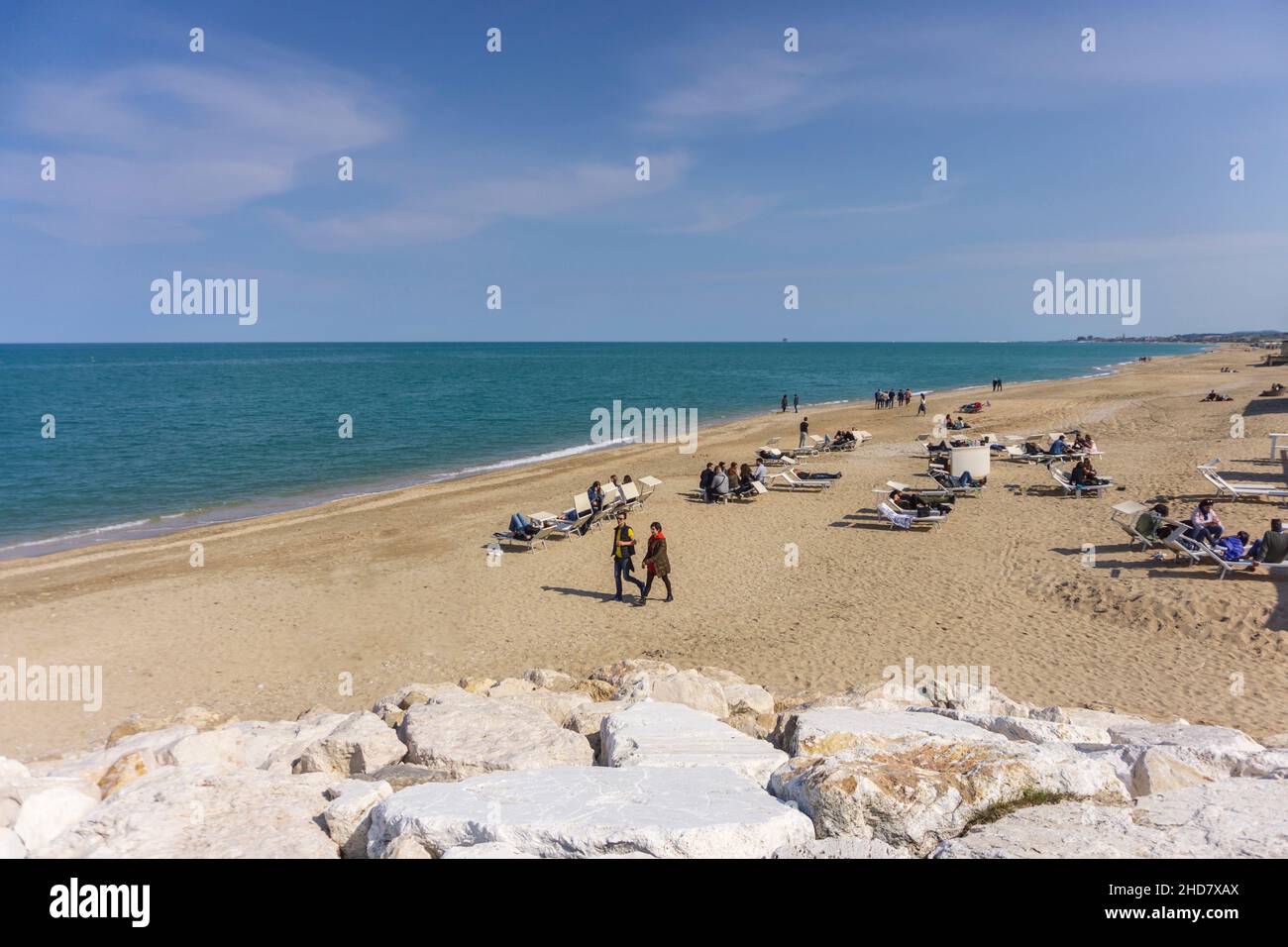 Seascape, Plage de Porto Potenza Picena, Marche, Italie, Europe Banque D'Images