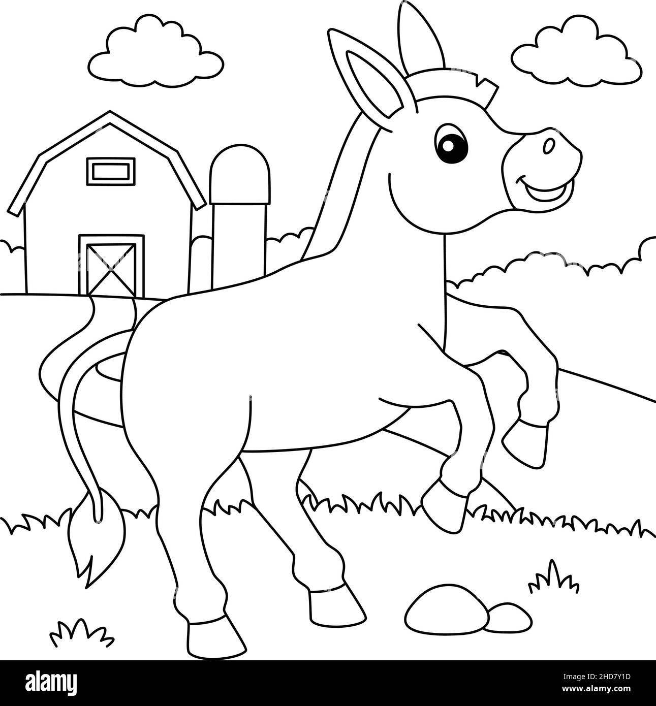 Page de coloriage des ânes pour les enfants Illustration de Vecteur