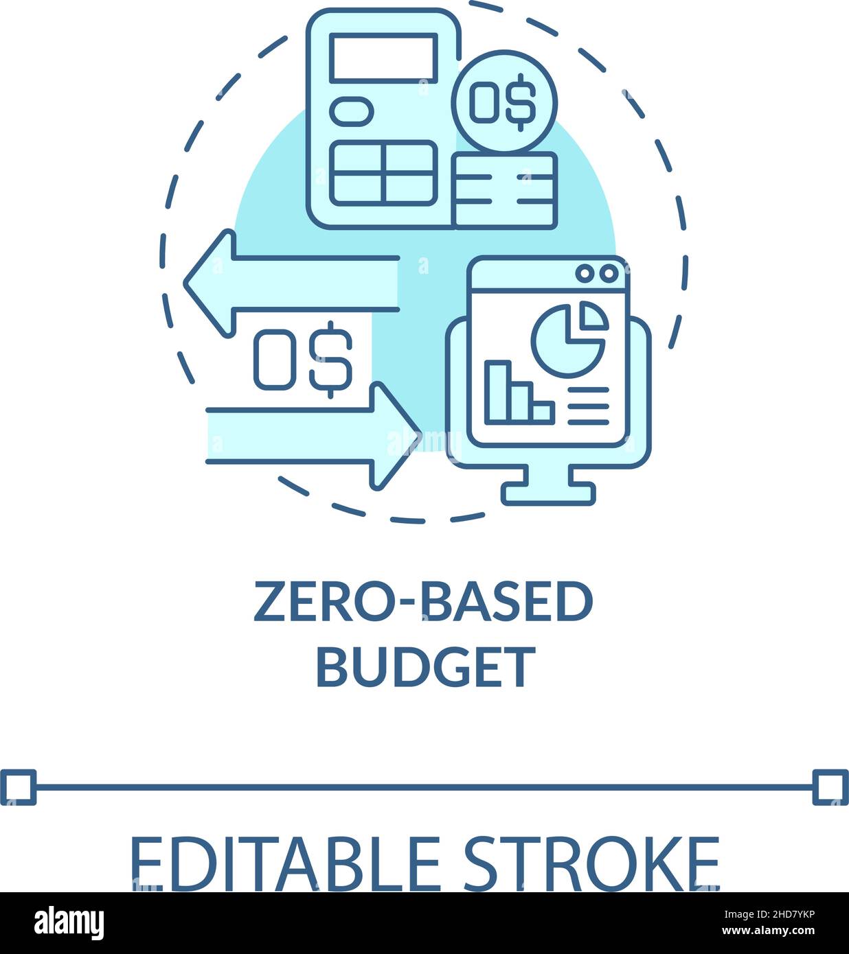 Icône concept turquoise à budget nul Illustration de Vecteur