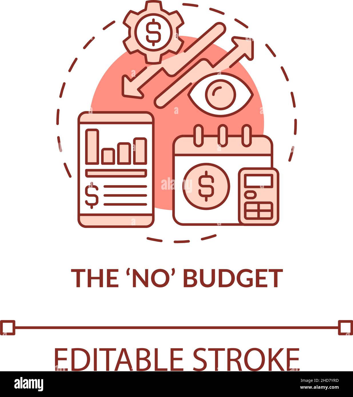 Icône de concept rouge sans budget Illustration de Vecteur