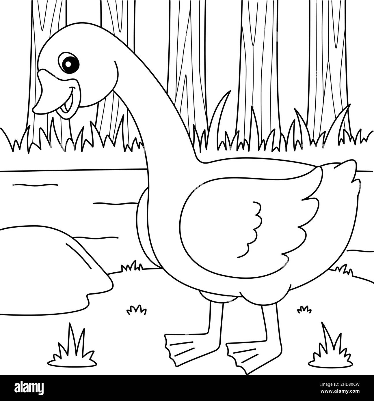 Page de coloriage d'oie pour enfants Illustration de Vecteur