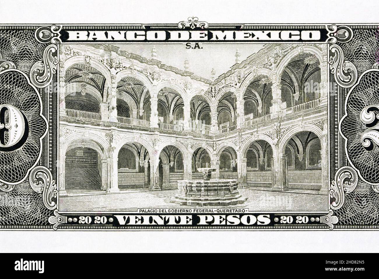 Palais du gouvernement fédéral à Queretaro de l'ancienne monnaie mexicaine - pesos Banque D'Images