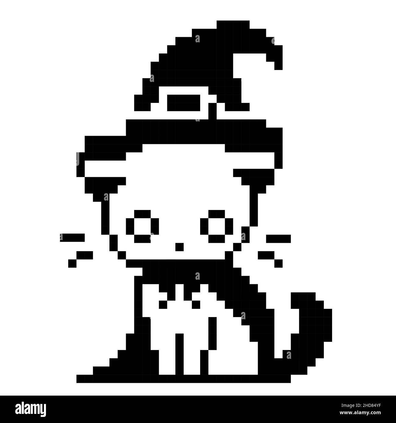 Pixel Art Chat Noir Et Blanc Chat mignon pixel Banque d'images noir et blanc - Alamy