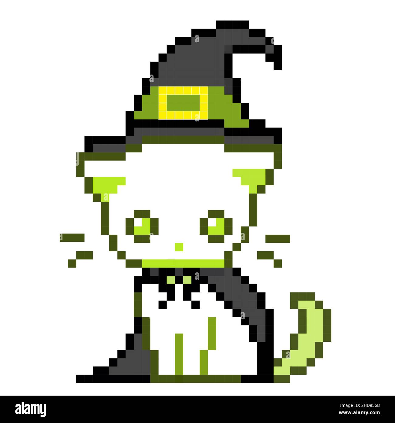 Pixel Art Chat Noir Et Blanc Pixel art dessin animé mignon magique chat noir caractère.Rétro vintage 80s  90s machine à sous jeux vidéo graphiques Image Vectorielle Stock - Alamy