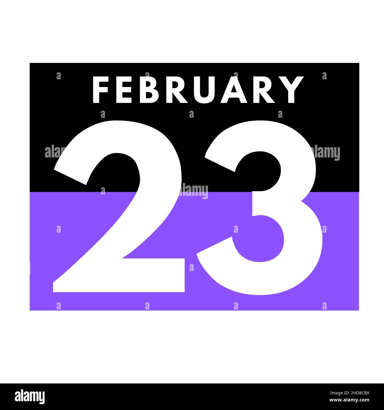 Février 23 . Icône de calendrier quotidien plat .date, jour, mois .calendrier pour le mois de février Photo Stock - Alamy