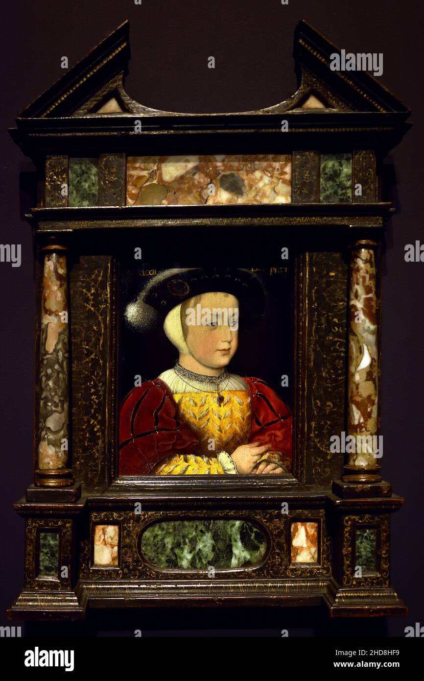 "Le Dauphin François, Fils de François I". Peint vers 1520–1525, c’est un chef-d’œuvre iconique réalisé par le peintre et dessinateur de cour français prominent Jean Clouet (1480–1541) - Le Dauphin François, (1518-1536) 1522 Fils du roi François I peinture par Jean Clouet 1480-1541 France, Français, Banque D'Images