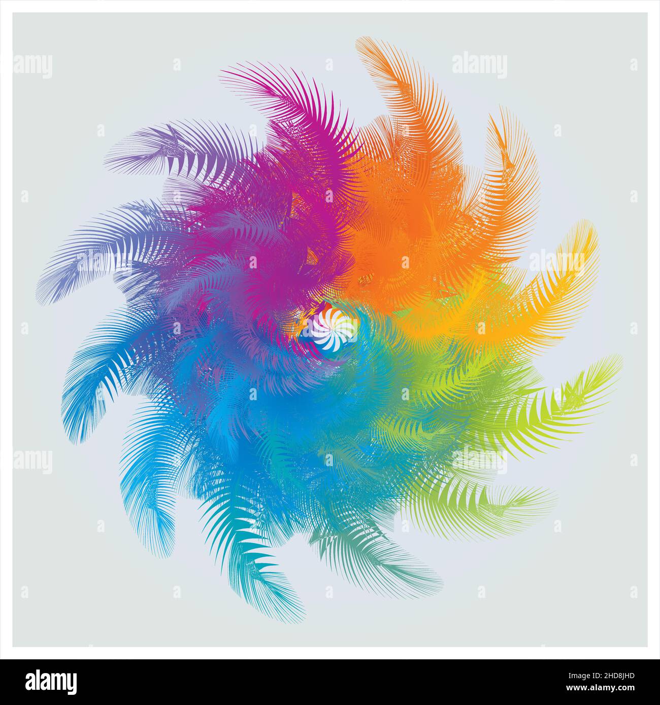 Roue de couleur, fleur circulaire isolée Mandala Rainbow Colors forme de plume Illustration de Vecteur