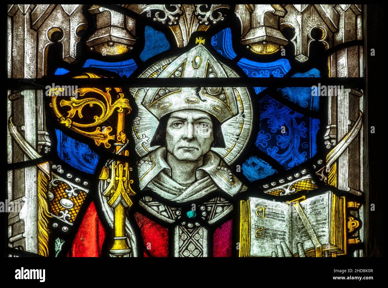 Vitraux, Saint Felix à l'église Saint Michel et tous les Anges, Boulge, Suffolk, Royaume-Uni Banque D'Images