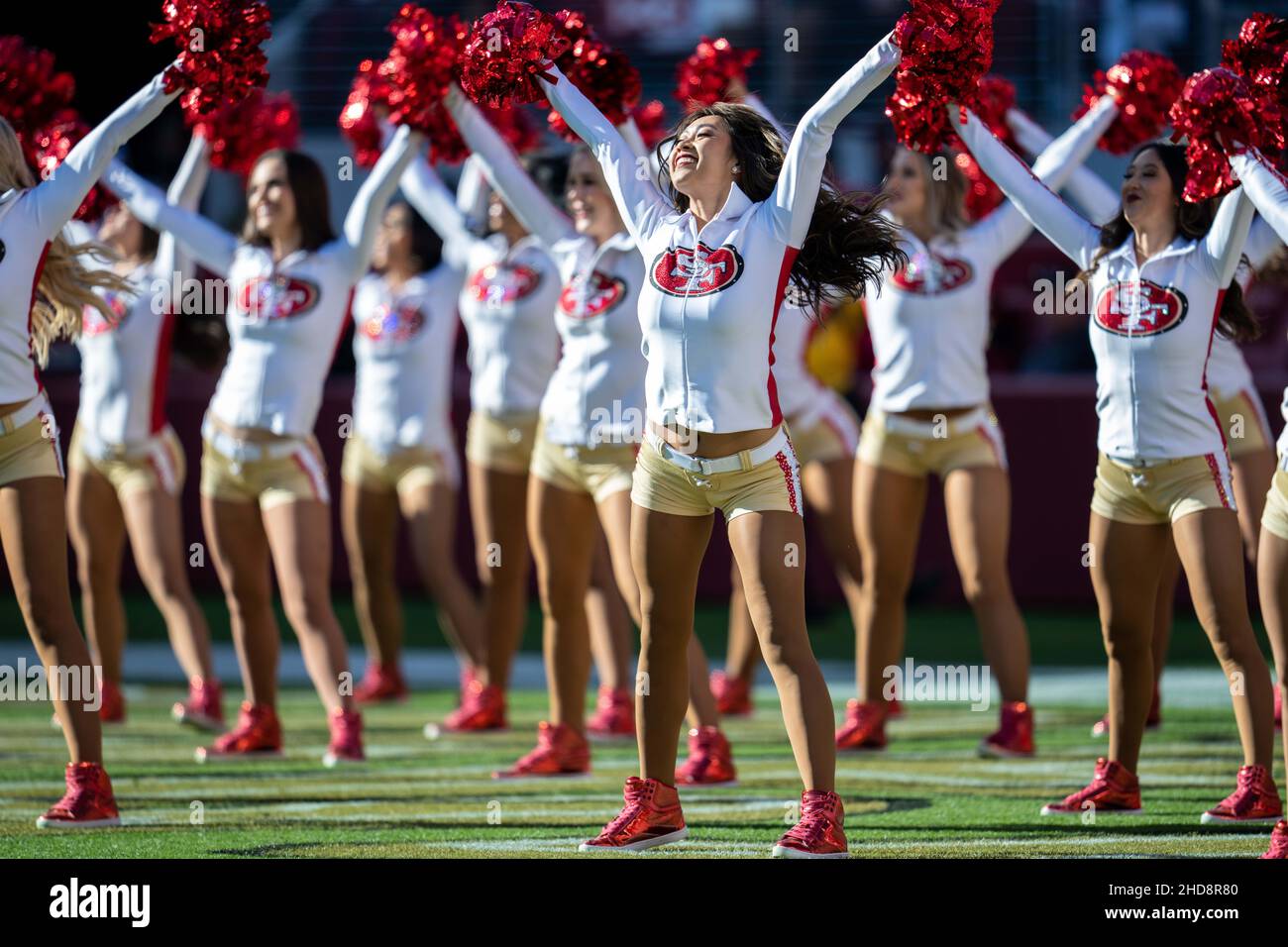 San Francisco 49ers Goldrush se produire au cours d'un temps passé au cours du premier trimestre contre les Houston Texans à Santa Clara, Californie, dimanche 2 janvier 2022.(Photo de Neville Guard/image of Sport/Sipa USA) Banque D'Images