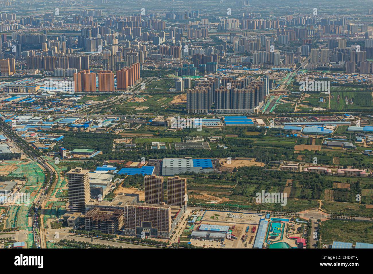 Vue aérienne de Xianyang, ville à l'ouest de Xi'an, Chine Banque D'Images