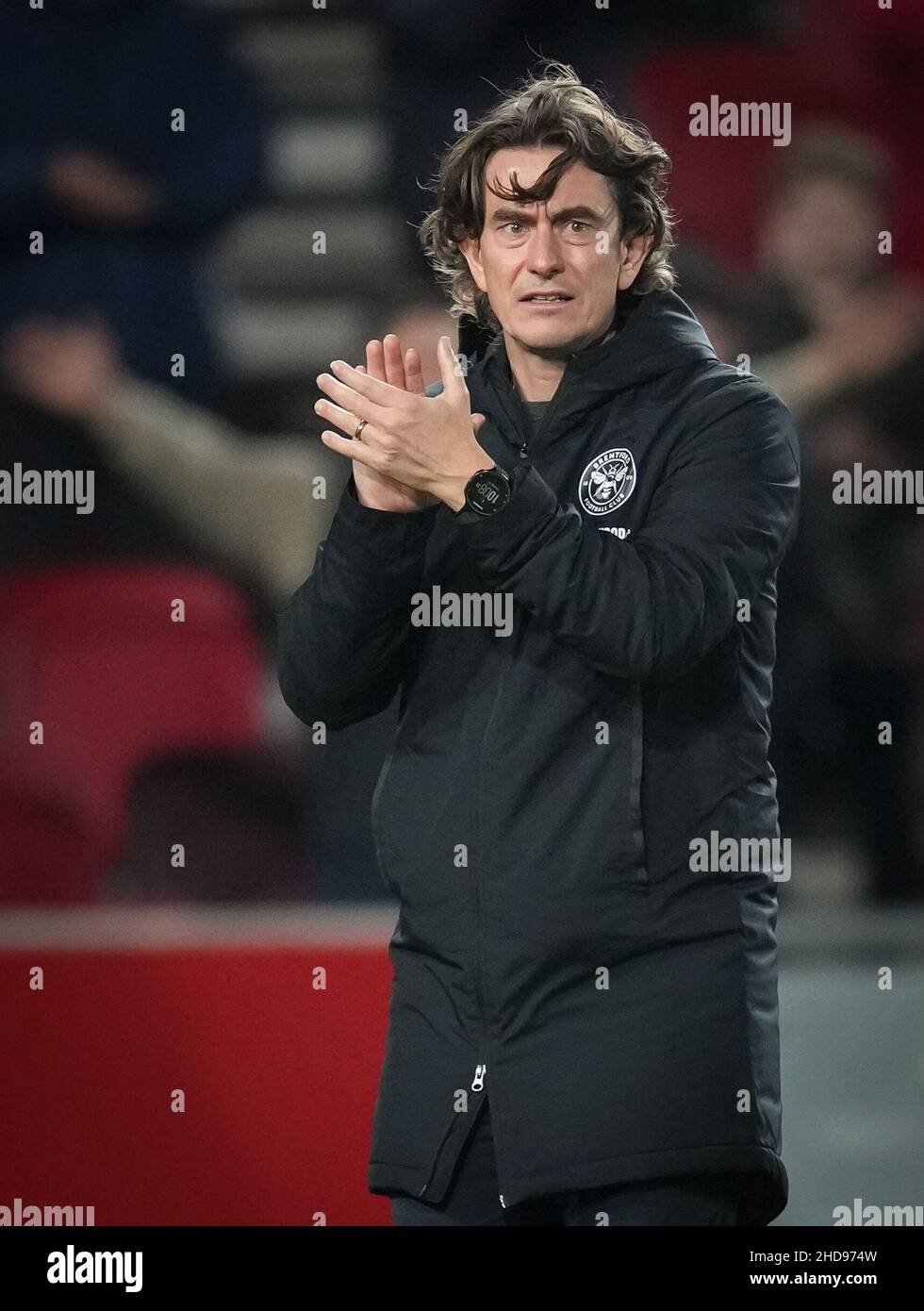 Brentford, Royaume-Uni.29th décembre 2021.Thomas Frank, directeur de Brentford, lors du match de la Premier League entre Brentford et Manchester City au Brentford Community Stadium, Brentford, Angleterre, le 29 décembre 2021.Photo d'Andy Rowland.Crédit : Prime Media Images/Alamy Live News Banque D'Images