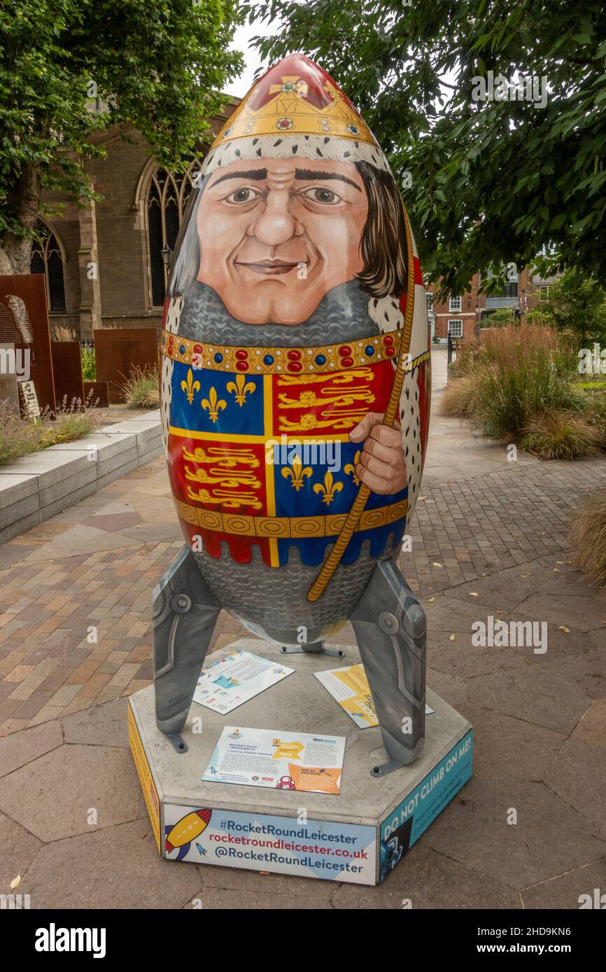 Rocket King -Richard III, qui fait partie du projet Rocket Round Leicester, créé par Donna Newman, Leicester, Leicestershire, Royaume-Uni. Banque D'Images