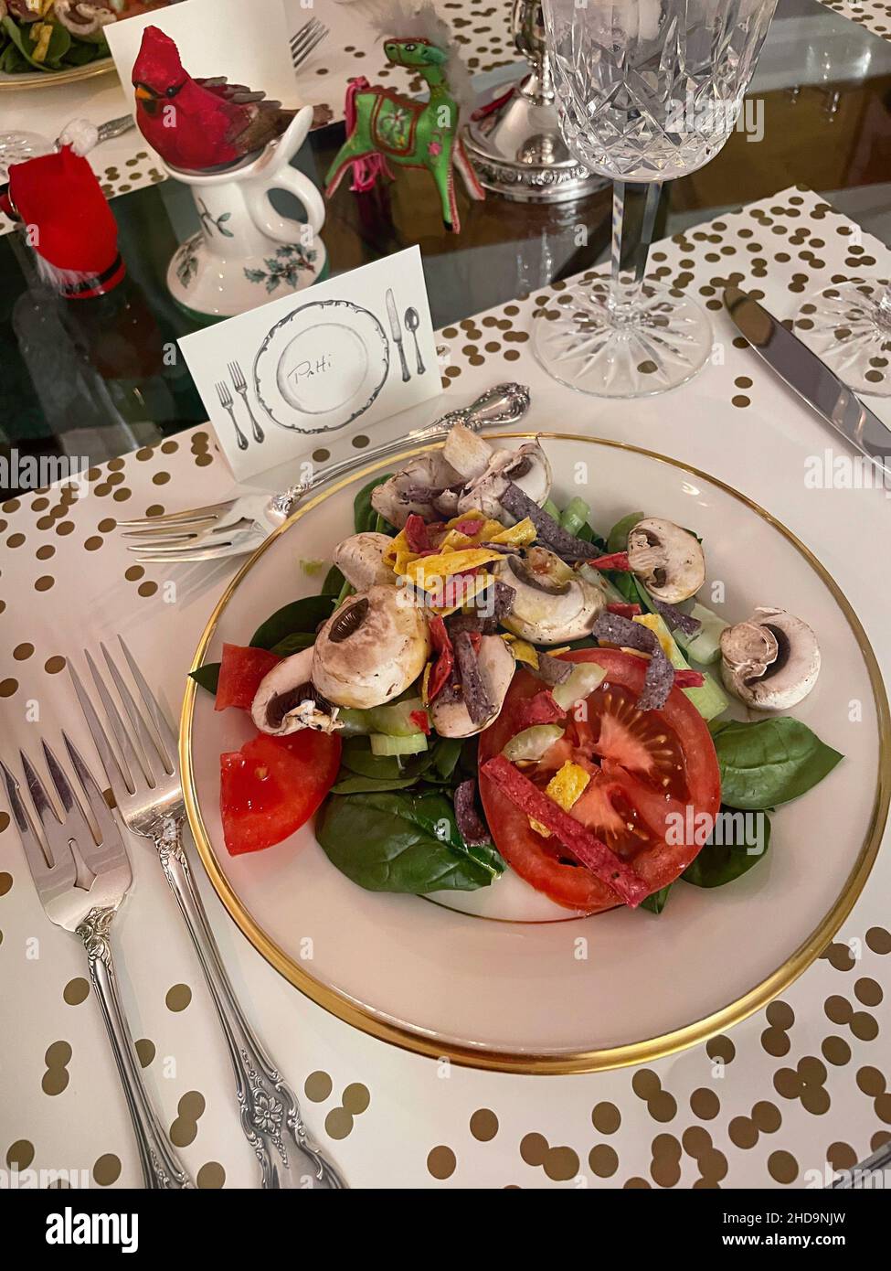 Salle à manger élégante, cadre de table, États-Unis Banque D'Images