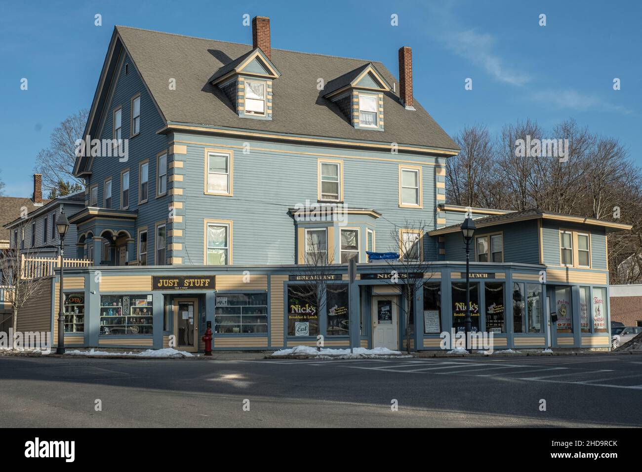 Les magasins d'Athol, Massachusetts, ont fermé leurs portes en raison de la pandémie de COVID 19 en 2020 Banque D'Images