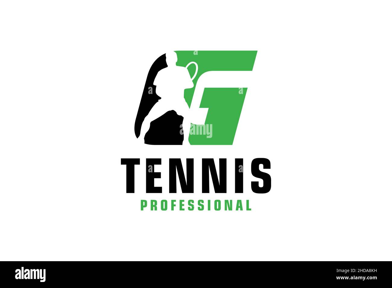 Lettre G avec logo silhouette de joueur de tennis.Éléments de modèle de conception vectorielle pour Sport Team ou Corporate. Illustration de Vecteur