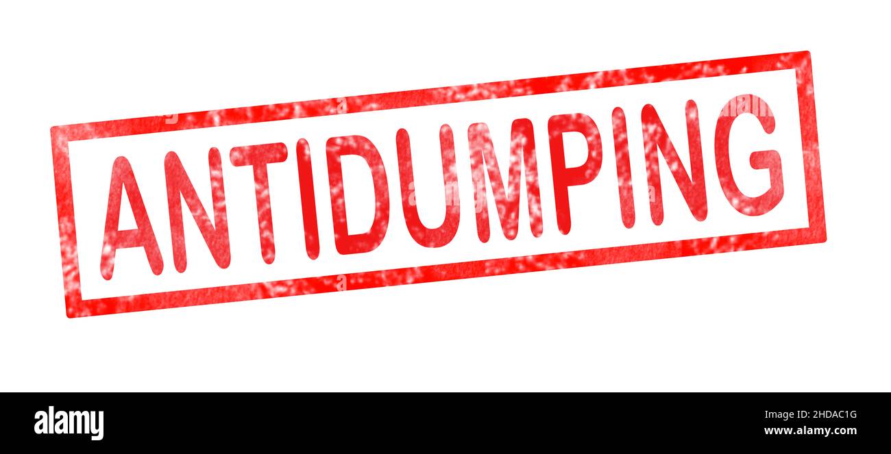 Écriture anti-dumping dans un tampon d'encre rouge Banque D'Images