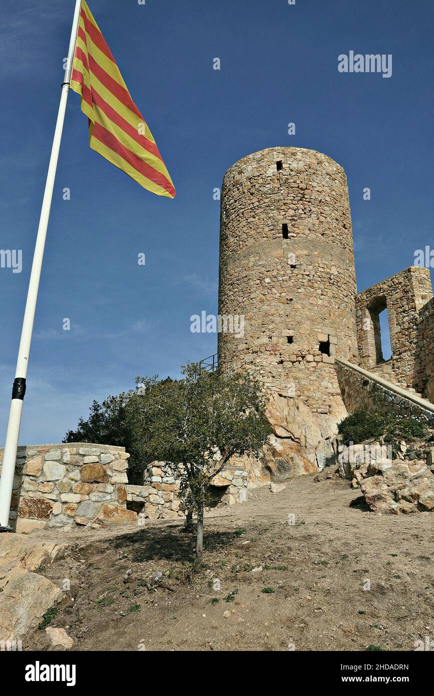Château de Burriac à Cabrera de Mar dans la région de Maresme, province de Barcelone, Catalogne, Espagne Banque D'Images