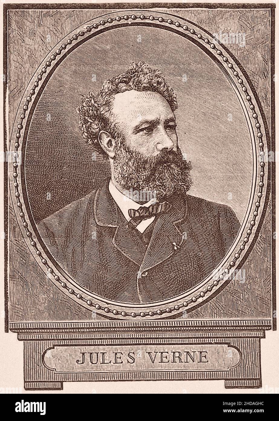 Portrait de Jules Verne.Jules Gabriel Verne (1828 – 1905) est un romancier, poète et dramaturge français.Sa collaboration avec l'éditeur Pierre- Banque D'Images
