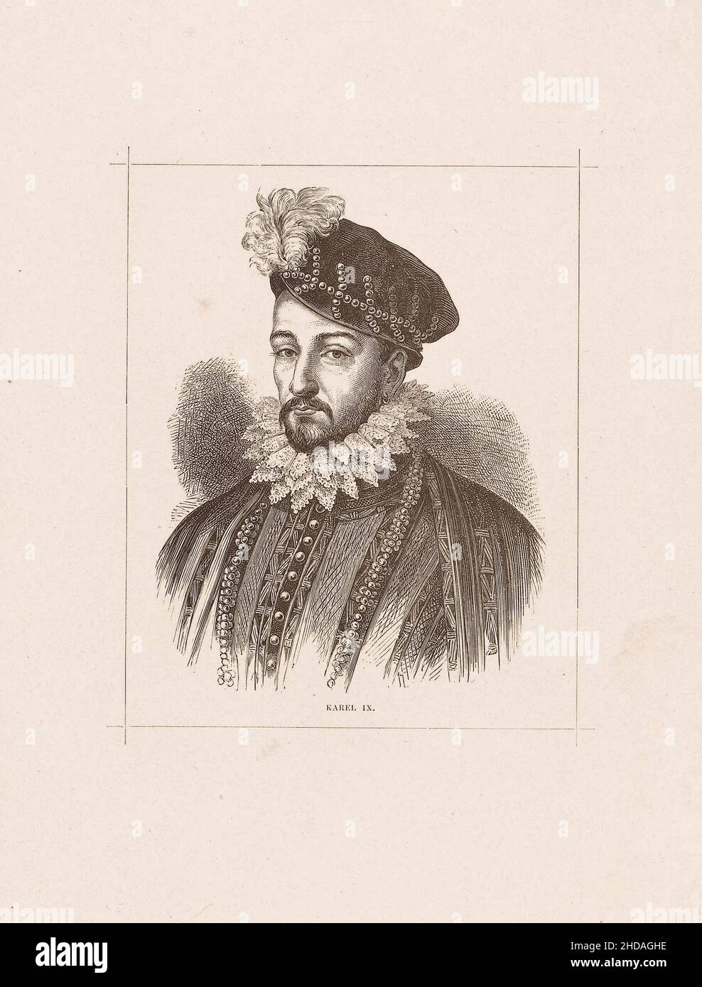 Portrait de Charles IX de France.Charles IX (Charles Maximilien; 1550 – 1574) fut roi de France de 1560 jusqu'à sa mort en 1574 de la tuberculose Banque D'Images