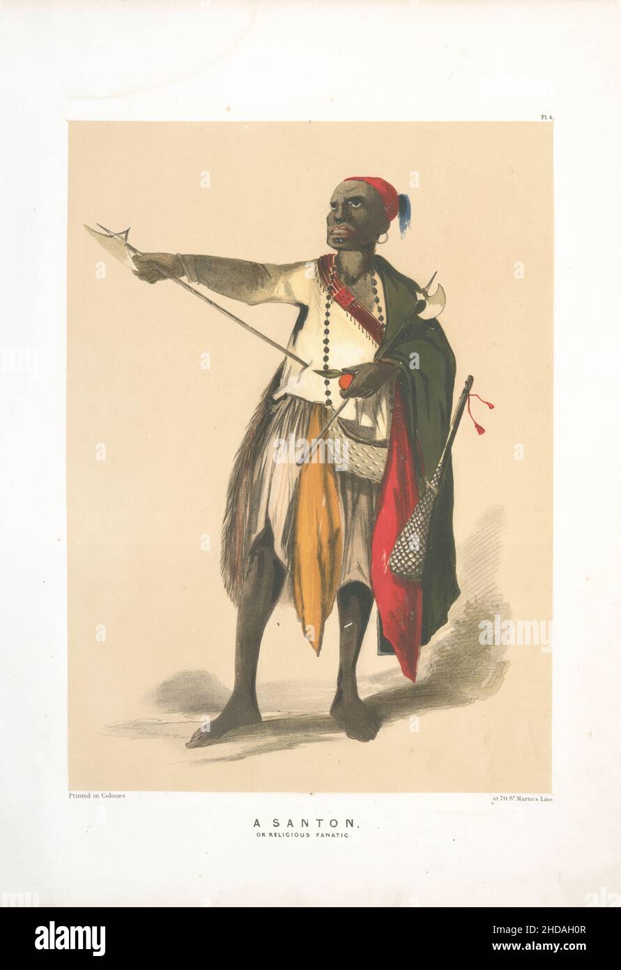 Lithographie de couleur vintage de l'Empire ottoman : un Santon ou un fanatique religieux.1854, par Forbes Mac Bean (artiste) et Justin Sutcliffe (lithographe) Banque D'Images